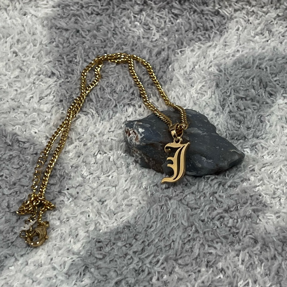Old English Font Letter “J” Necklace